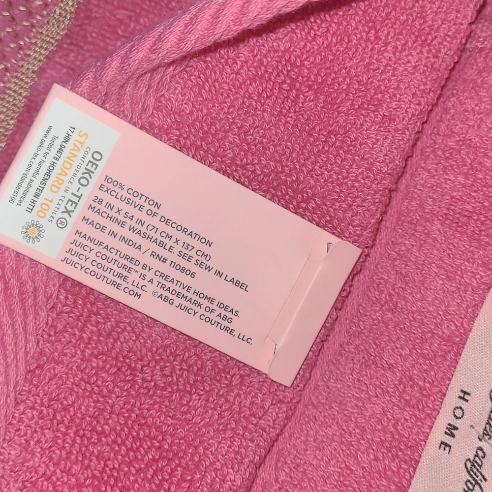 💕NWT 3pc Juicy Couture Pink Towel Set